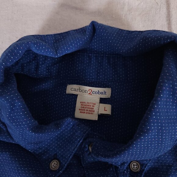 Carbon2Cobalt Pointillism Button Down Shirt Mens Large Blue 100% Cotton 133359 - Picture 11 of 15